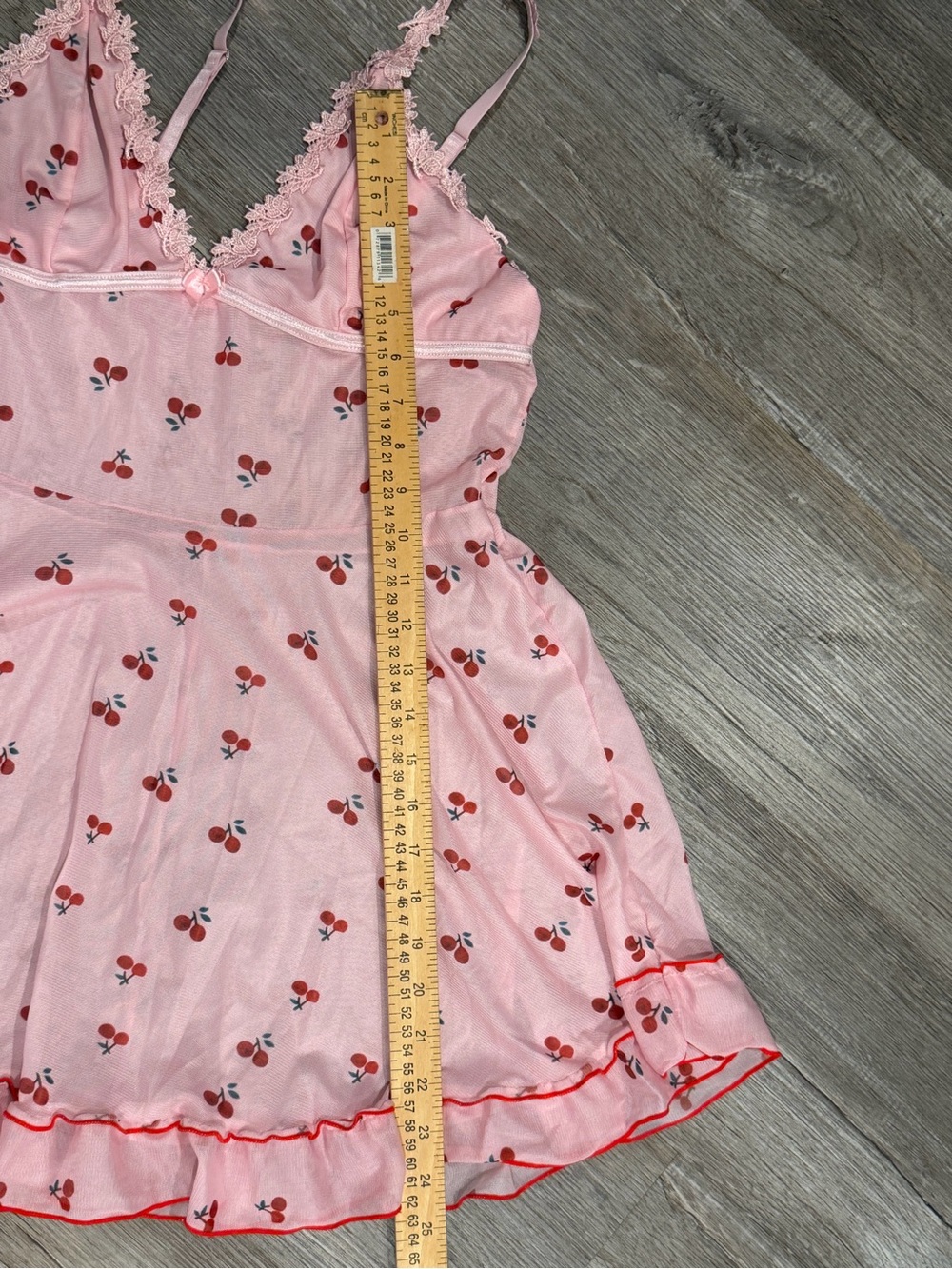 Pink Cherry Print Ruffle Slip Dress - Picture 3 of 3